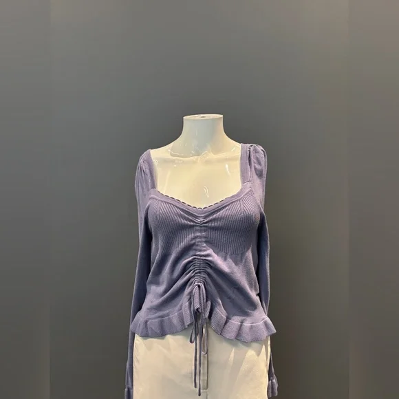 Purple Ruched Sweater Top - Picture 1 of 2